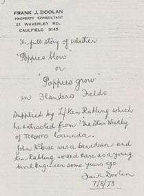 Document, About In Flanders Fields and the man who wrote it