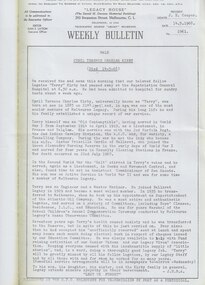 Article, Bulletin VALE Legatee Cyril Terence Charles Kirby