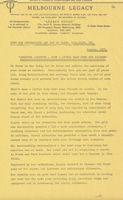 Document - Press Release 1975, Melbourne Legacy, Ambition achieved with a little help from her friends, 1975