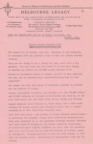 Document - Press Release 1975, Melbourne Legacy, Rising prices worrying you?, 1975