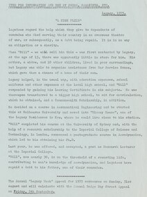 Document - Press Release 1975, Melbourne Legacy, A high flier, 1975
