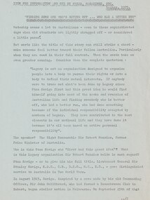 Document - Press Release 1975, Melbourne Legacy, Finding some one who's better off  . . . who had a better run, 1975