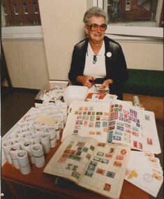Photograph - Photo, Stamp sorting, Widows activities, 1988