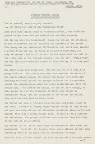 Document - Press Release 1975, Melbourne Legacy, Success through Legacy - you've probably seen him play football, 1975
