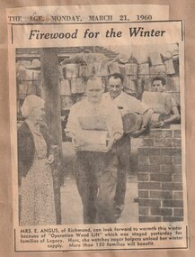 Newspaper - Article, The Age, Firewood for the winter, 1960