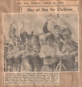 Newspaper - Article, The Age, Day at Sea for Children, 1960