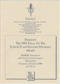 Programme, Legacy Junior Plain English Speaking Competition 1991, 1991