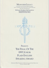 Programme, Legacy Junior Plain English Speaking Competition 1995, 1995