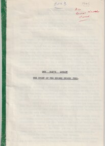 Document, Legatee Brian Armstrong, One Man's Legacy. The Story of the George Knocks Fund, 1965