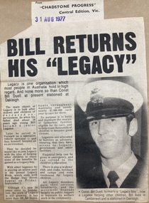 Newspaper - Article, Bill Returns His 'Legacy', 1977