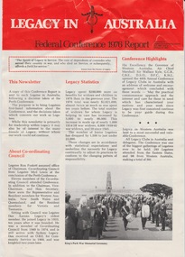 Pamphlet, Legacy in Australia. Federal Conference 1976 Report, 1976