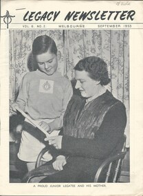 Magazine - Newsletter, Melbourne Legacy, Legacy Newsletter September 1953, 1953