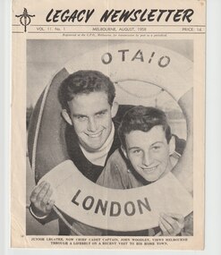 Magazine - Newsletter, Melbourne Legacy, Legacy Newsletter August 1958, 1958