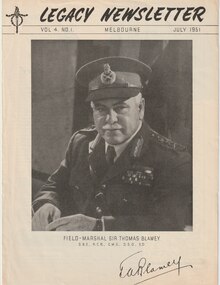 Magazine - Newsletter, Melbourne Legacy, Legacy Newsletter July 1951, 1951