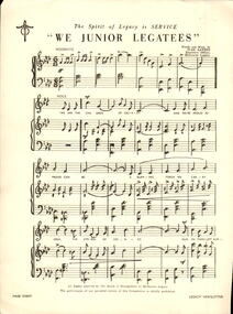 Document - Article, Melbourne Legacy, We Junior Legatees. Words and Music, 1955