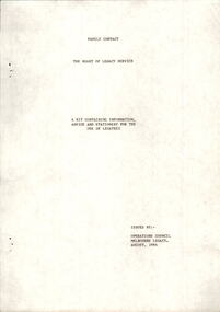 Document, Family Contact. The Heart of Legacy Service, 1986