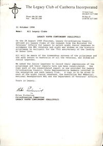Document, Legacy Youth Contingent (Gallipoli), 1990