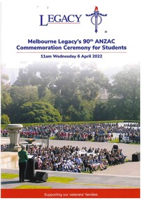 Document, Melbourne Legacy's 90th ANZAC Commemoration Ceremony for students, 2021