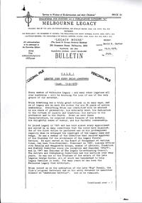 Article, Bulletin VALE Legatee JHB Armstrong, 1978