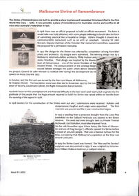 Article, Melbourne Shrine of Remembrance, 2022