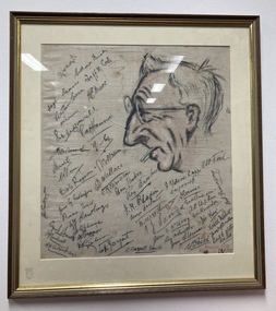 Artwork, other, Caricature of Stan Savige and autographs of Legatees, 1953