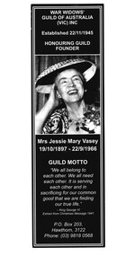 Domestic object - Bookmark, Mrs Jessie Vasey
