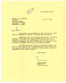 Letter, War Widows Guild, 1972
