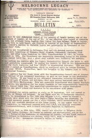 Article, Bulletin VALE Legatee Oswald Gawler, 1975