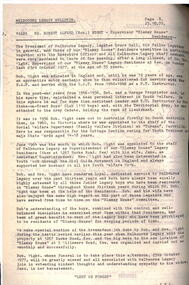 Article, Bulletin VALE Robert Wight - Supervisor Blamey House, 1977