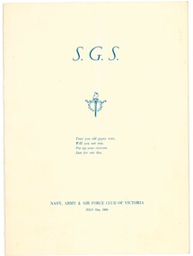 Document - Menu card, Dinner for Stan Savige 21st July 1950, 1950