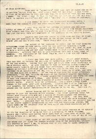 Letter, Actions of the AIF in Greece and Crete told by SG Savige 1941, 1941