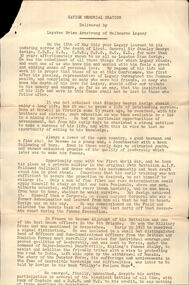 Document - Speech, Savige Memorial Oration, 1954