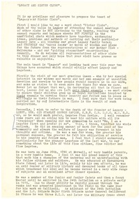 Document - Speech, Legacy and Sister Clubs. Speech by Legatee Schofield, 1954