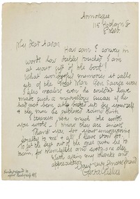 Letter, Gertie Gilles to Legatee Aaron Beattie, 1959