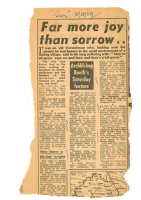 Newspaper - Article, Far more joy than sorrow, 1959