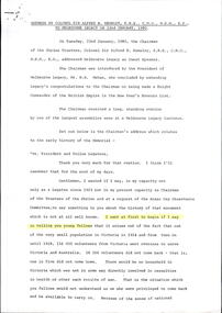 Document - Speech, Shrine of Remembrance. Address by Sir Alfred Kemsley 22 Jan 1980, 1980
