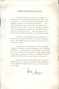 Document, Comments on Presidential Year 1969 - HM Lewis, 1970