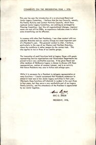 Document, The President's Year 1976 - EG Baker, 1975