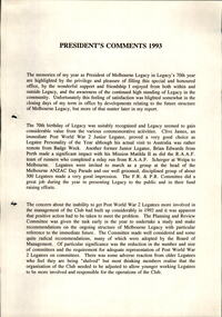 Document, Presidents Comments 1993 - JD Stevenson, 1993