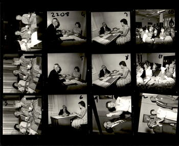 Photograph, Proof sheet of 12 photos of Widows at Legacy House, 1980