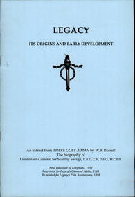 Booklet, Legacy. Its Origins and Early Development, 1998