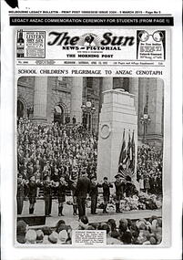 Article, History of Anzac Ceremony of Remembrance for Students, 2015
