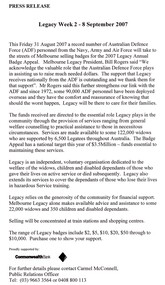 Document, Press Release Legacy Week 2007, 2007