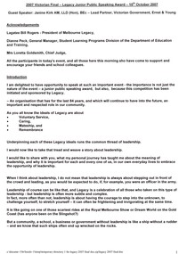 Document, 2007 Victorian Final - Legacy Junior Public Speaking Award, 2007