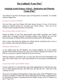 Document - Speech, Planting Lone Pine - Oakleigh South Primary School, 2007