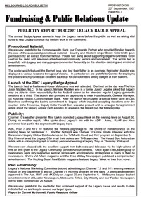 Document, Publicity Report for 2007 Legacy Badge Appeal, 2007