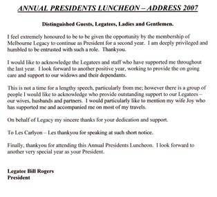 Document, Annual Presidents Luncheon address, 2007