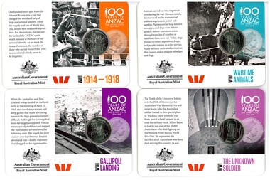 Currency, Anzacs Remembered World War 1 1914-1918 Offical Coin Collection, 2015