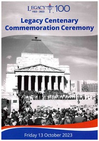 Document, Legacy Centenary Commemoration Ceremony, 2023
