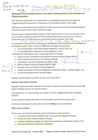 Document, WB Brigadier Graeme Standish, 2023